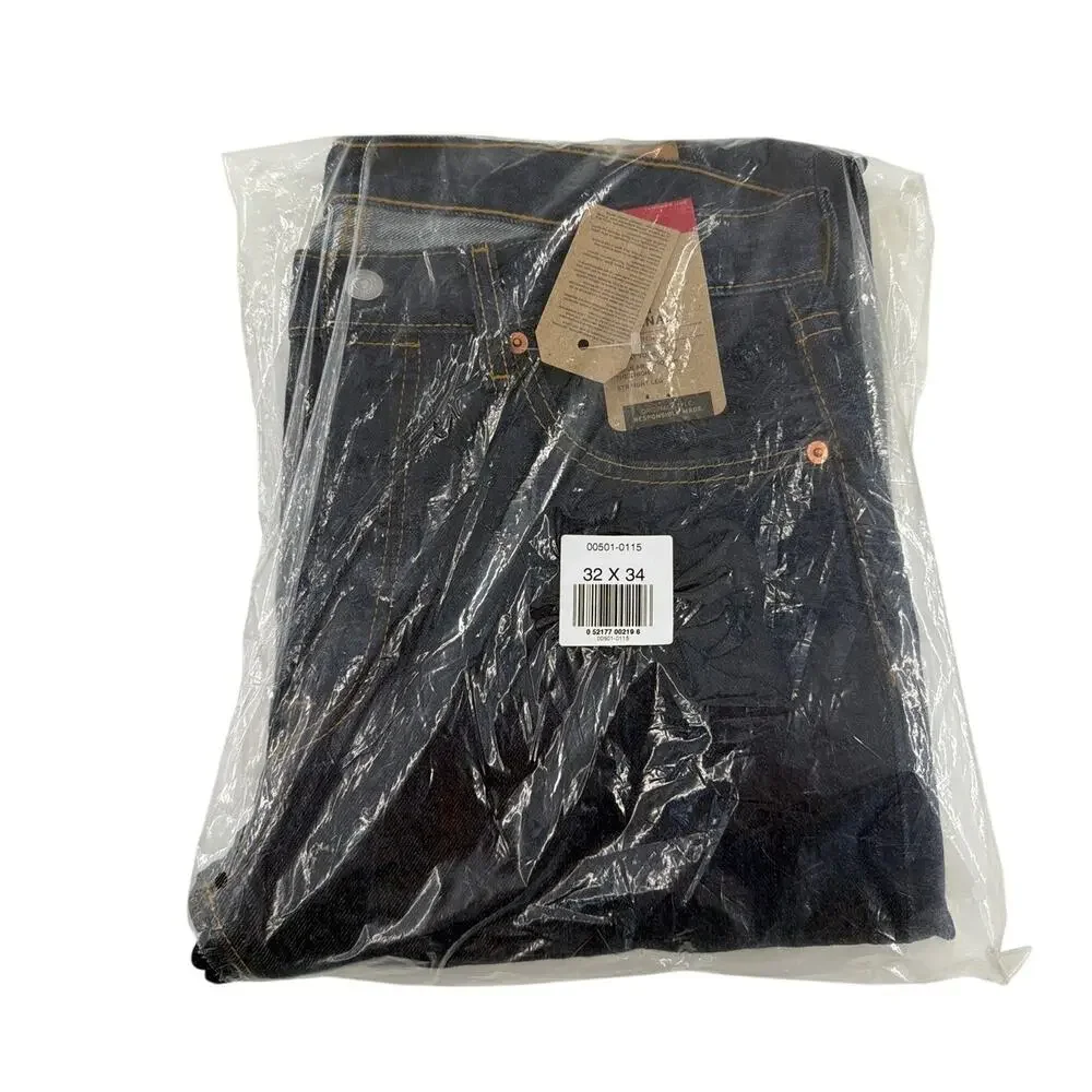 Levi's Men's Dark Wash  Non Stretch Straight Leg 501 Original Jeans Size 32 x 34